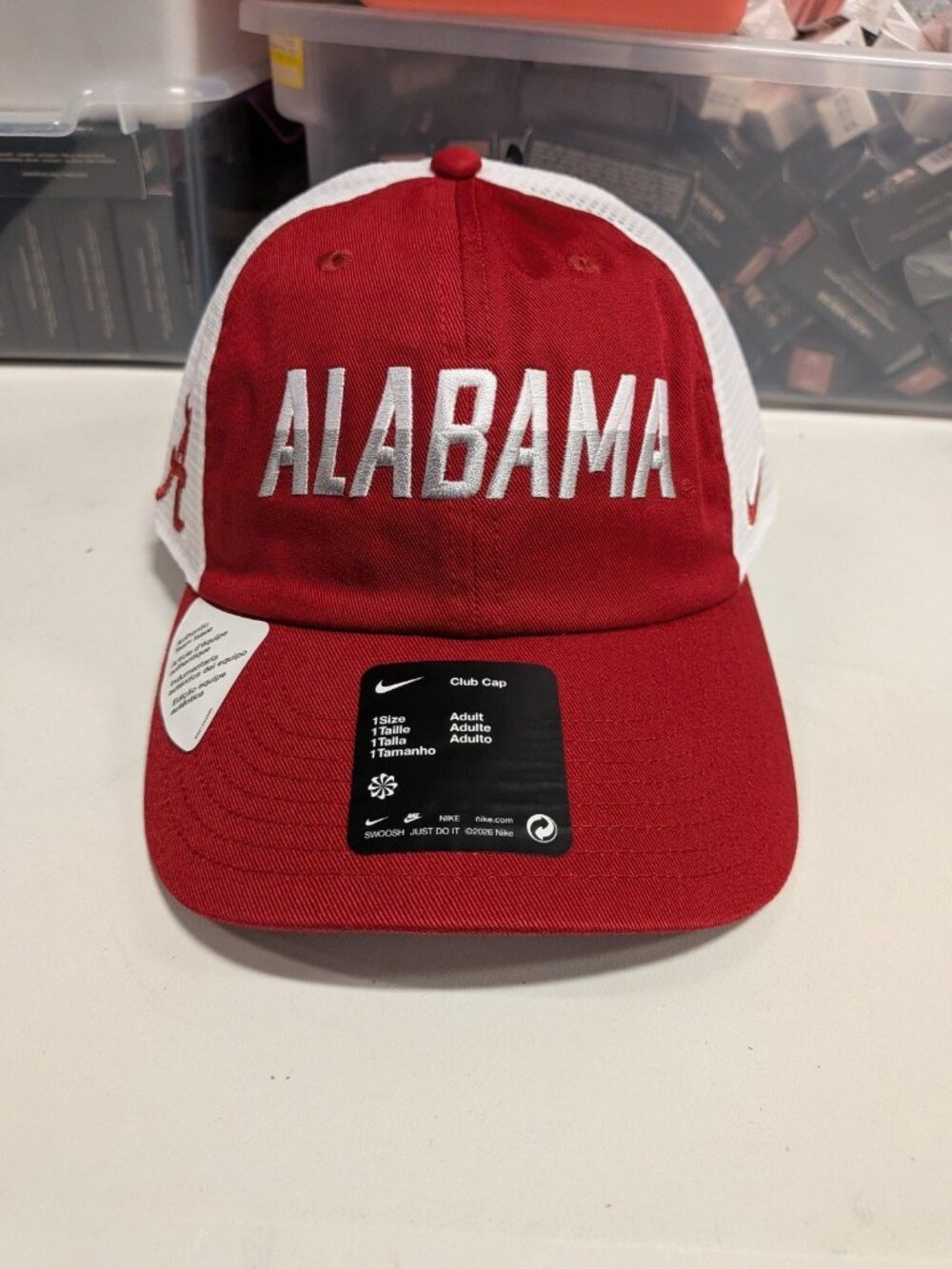 NWT Nike Alabama Crimson Tide Mesh Trucker Hat Club Cap Adjustable Crimson White